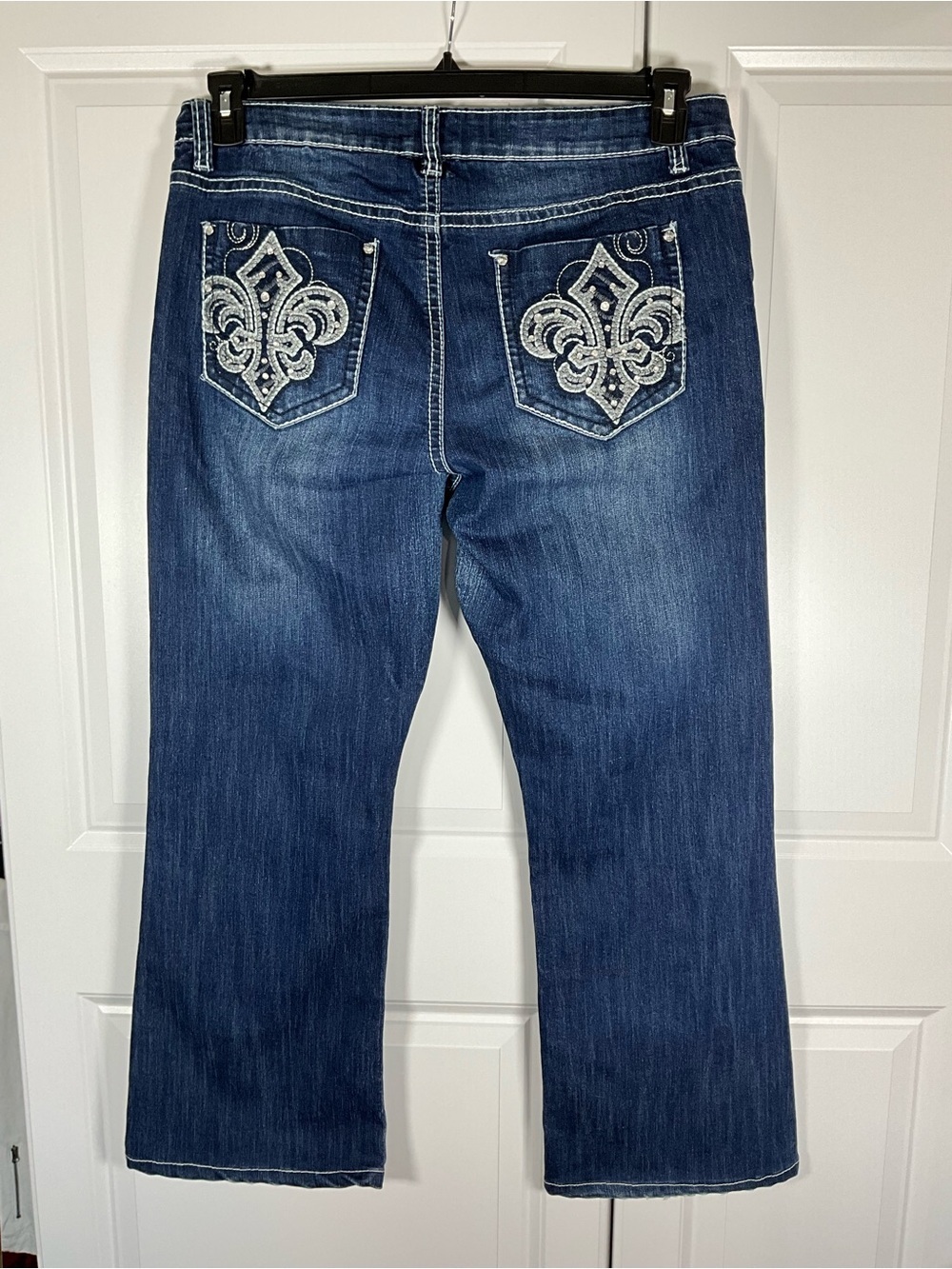 ND Weekend Jeans Size 16 Dark Blue Wash Flare Embellished Pockets Stretch - Picture 4 of 8